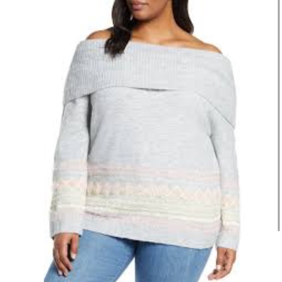 Caslon Sweaters - Caslon 3-In-1 Convertible Neck Fair Isle Sweater Size 1X